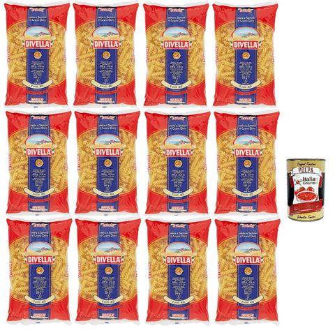 Divella Pasta 100% Italienisch Fusilli 40, Nudeln aus Hartweizengrieß, Kochen 10 Minuten 12x 500 g Original