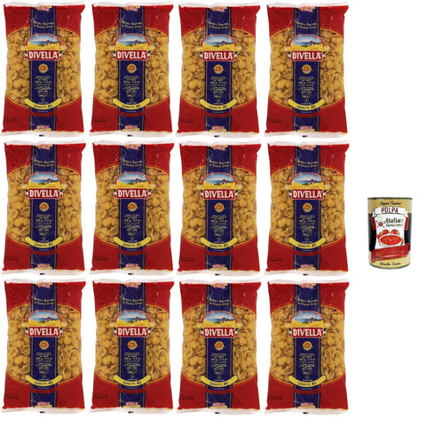 Italian Gourmet Kurze Pasta Divella Pasta 100% Italienisch Gnocchi 43, Nudeln aus Hartweizengrieß, Kochen 7 Minuten 12x 500g + Italian Gourmet polpa 400g 8032804040014