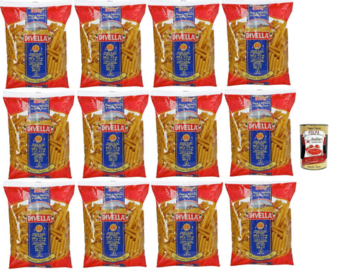 Italian Gourmet Kurze Pasta Divella Pasta 100% Italienisch Mezzani Tagliati 35, Nudeln aus Hartweizengrieß, Kochen 8 Minuten 12x 500g + Italian Gourmet polpa 400g 8032804040014