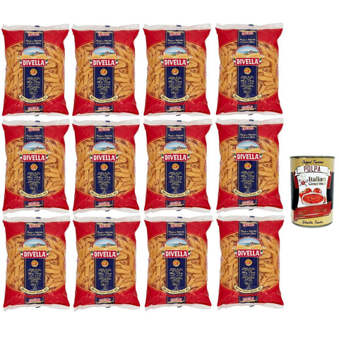 Divella Pasta 100% Mezze penne rigate 42, Nudeln aus Hartweizengrieß, Kochen 11 Minuten 12x500g Original italienisch
