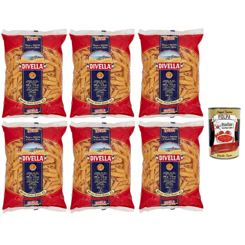 Divella Pasta 100% Italienisch Mezze penne rigate 42, Nudeln aus Hartweizengrieß, Kochen 11 Minuten 6x 500 g Original