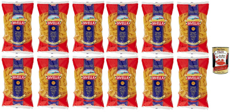 Italian Gourmet Kurze Pasta Divella Pasta 100% Italienisch Penne Candela 29, Nudeln aus Hartweizengrieß, Kochen 11 Minuten 12x 500g + Italian Gourmet polpa 400g 8032804040014