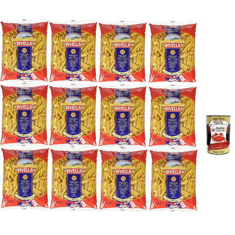 Divella Pasta 100% Penne Mezzani 34, Nudeln aus Hartweizengrieß, Kochen 8 Minuten 12x500g Original italienisch