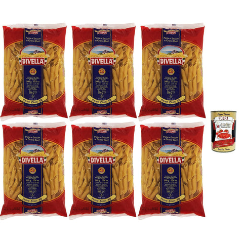 Divella Pasta 100% Penne Zitoni 30, Nudeln aus Hartweizengrieß, Kochen 8 Minuten 6x500g Original italienisch
