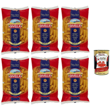 Divella Pasta 100% Rigatoni N° 17, Nudeln aus Hartweizengrieß, Kochen 9 Minuten 6x500g Original italienisch