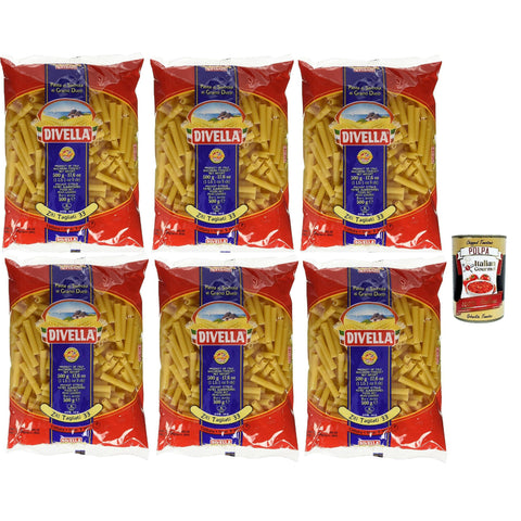 Divella Pasta 100% Italienisch Ziti Tagliati 33 Nudeln aus Hartweizengrieß Kochen 8 Minuten 6x500 g italienisch Original + kostenlos polpa 400 g