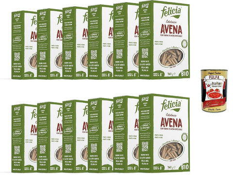 Italian Gourmet Kurze Pasta Felicia, Casarecce mit ganzem Haferhafer, Pasta mit ganzem Hafermehl, reichhaltige Eisen- und Faserquelle, der zarte Geschmack ermöglicht mehrere Kombinationen,12x 320g+ Italian Gourmet polpa 400g 8032804040014