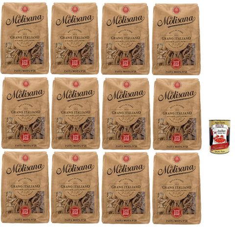 Italian Gourmet Kurze Pasta La Molisana Pasta Integrale Pasta mista n°58, Vollkornnudeln Vollkornpasta,100% italienischer Weizen,Bronzepaste 12x 500g Packung + Italian Gourmet polpa 400g 8032804040014