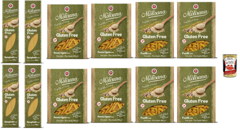 Italian Gourmet Kurze Pasta La Molisana, Test Senza Glutine, Spaghetti Fusilli Penne rigate,Nudeln Gluten freie Pasta und Bronzezeichnung mit Vollreis, Mais und Quinoa, Kochzeit 10 Minuten,12x 400 g + Italian Gourmet polpa 400g 8032804040014