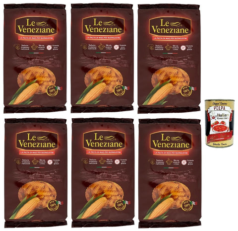 Italian Gourmet Kurze Pasta Le Veneziane Pasta di Mais Elicoidali, senza glutine,100% italienische Maisnudeln, glutenfrei. gluten free 6x 250g + Italian Gourmet polpa 400g 8032804040014