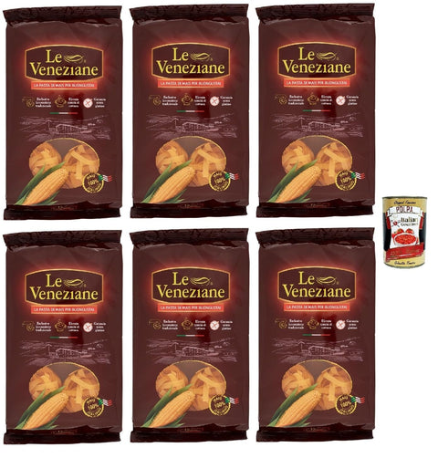 Italian Gourmet Kurze Pasta Le Veneziane Pasta di Mais Fettucce, senza glutine,100% italienische Maisnudeln, glutenfrei. gluten free 6x 250g + Italian Gourmet polpa 400g 8032804040014
