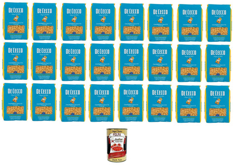 Italian Gourmet Längliche Pasta De cecco Conchigliette Lisce N°52 100% Italienisch Pasta Nudeln 24 x 500gr + Italian Gourmet Polpa 400g 8001250120526