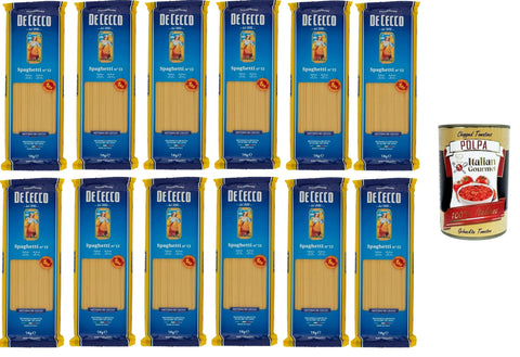 Italian Gourmet Längliche Pasta De Cecco Spaghetti Pasta di Semola di grano duro Food Service Spaghetti Hartweizengrieß Pasta Food Service 12x1kg + Italian gourmet polpa 400g 8032804040014