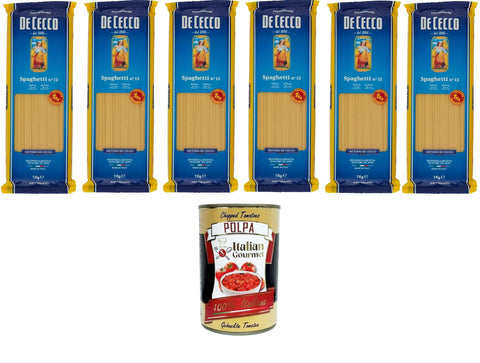 Italian Gourmet Längliche Pasta De Cecco Spaghetti Pasta di Semola di grano duro Food Service Spaghetti Hartweizengrieß Pasta Food Service 6x1kg + Italian gourmet polpa 400g 8032804040014