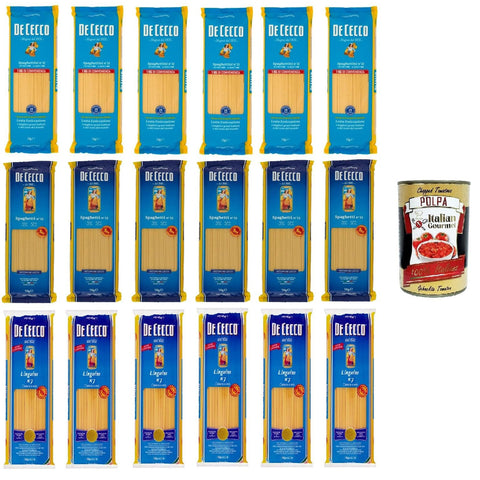 De Cecco De CeccoTestpaket Spaghetti,Linguine,Spaghettini Pasta di Semola di grano duro Food Service Spaghettini Hartweizengrieß Pasta Food Service 18x1 kg italienisch Original