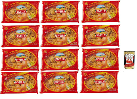 Italian Gourmet Längliche Pasta Divella - Tagliatelle all'uovo Nº 95 - Authentische italienische Pasta, Eiernudeln – Die köstlichsten Tagliatelle zum Teilen mit der Familie - 12x 500 g + Italian Gourmet polpa 400g 8032804040014