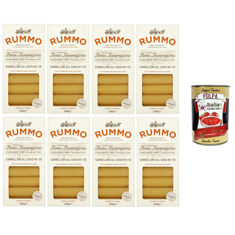 Rummo Cannelloni All'uovo Eier-Cannelloni N°176 langsame Verarbeitungsmethode außergewöhnliche Kochbeständigkeit 8x250 g italienisch Original Pastasauce +