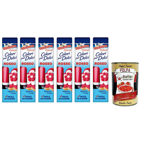 Paneangeli Colori per Dolci Rosso, Roter Gel Farbstoff, Tube 6x10g Original italienisch Lebensmittelfarben