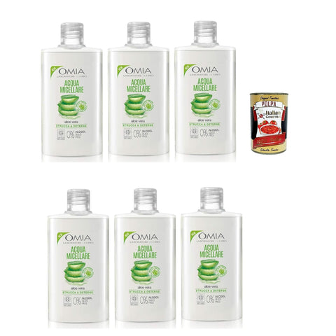Omia Acqua Micellare Viso Aloe Vera, Feuchtigkeitsspenkel und Balancing up entfernen für alle Hauttypen, 6x 400 ml italienisch Original