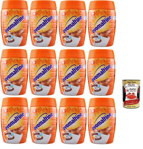 Italian Gourmet Malzkaffee Ovomaltine Preparato Solubile, Malzhaltiges Getränkepulver Kakaogeschmackl, Kakaopulver, 12x 400g + Italian Gourmet polpa 400g 8032804040014