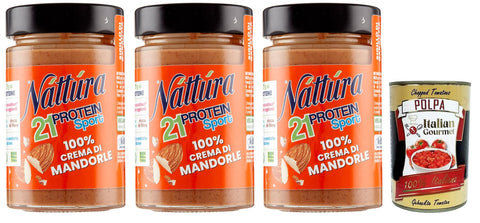 Náttúra Protein Sport,100% Mandelcreme, Protein Aufstrich ohne Zuckerzusatz,Glutenfrei, 100% natürlich, reich an Proteinen,180 g italienisch Original