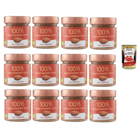 Eurocompany Crema Spalmabile 100% Di Mandorle tostate Brotaufstrich creme 100% Geröstete Mandeln Nur eine Zutat 12x175 g italienisch Original Pastasauce +