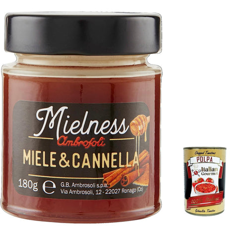 Ambrosoli Mielnsess Miele e Zenzero Blumenhonig mit Ingwerextrakt 180 g 3x italienisch Original Pastasauce + kostenlos polpa 400 g