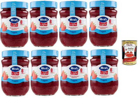 Italian Gourmet Marmeladen & Konfitüren Hero Light Light Erdbeeren Marmelade, 8 Gläser mit 280 g, Marmelade und zusätzlicher Marmelade, hochwertige Früchte, ohne Konservierungsstoffe und ohne Farbstoffe + Italian Gourmet polpa 400g 8032804040014