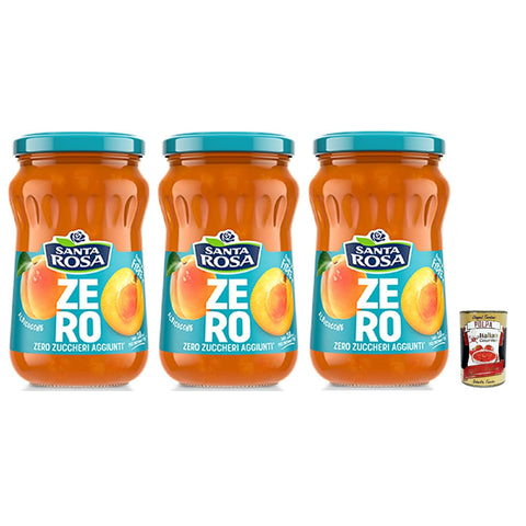 Santa Rosa Zero Aprikose Marmelade, leichte und nahrhafte Freude, ideal zum Frühstück oder Snack, reich an Geschmack und ohne zugesetzten Zucker, 3x 300 g italienisch Original