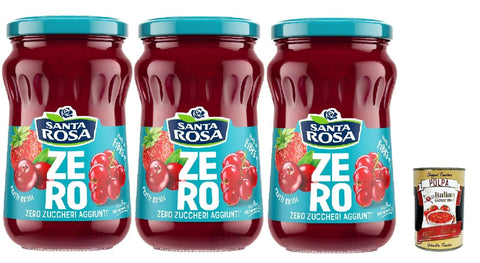 Italian Gourmet Marmeladen & Konfitüren Santa Rosa, Zero Rote Früchte Marmelade, leichte und nahrhafte Freude, ideal zum Frühstück oder Snack, reich an Geschmack und ohne zugesetzten Zucker, 3x 300 g + Italian Gourmet polpa 400g 8032804040014