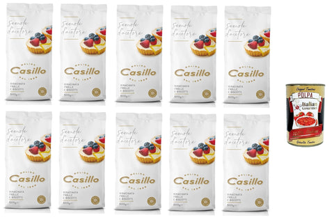 Italian Gourmet Mehl Molino Casillo Semola D'Autore Farina di semola rimacinata per Pasta Frolla e Biscotti Nachgemahlenes Grießmehl für Mürbeteig und Kekse 10x500gr + Italian Gourmet polpa 400g 8032804040014