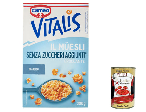 Italian Gourmet Müsli 6x Cameo Vitalis Müesli Senza Zuccheri Aggiunti, Müesli ohne Zuckerzusatz + Italian Gourmet polpa 400g 8003000189302