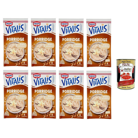 C. Vitalis Classic Porridge mit Haferflocken und zarter Bourbon-Vanille 8x54 g italienisch Original Pastasauce + kostenlos polpa 400 g