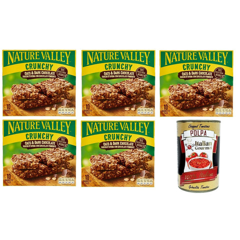Crunchy fiocchi d'avena con cioccolato fondente Haferflocken mit dunkler Schokolade 5x210g Original italienisch Getränk