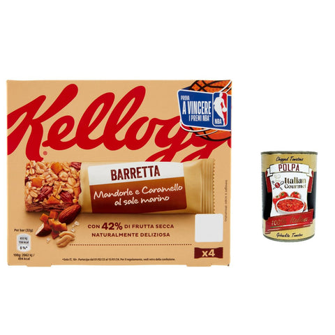 Kelloggs Barretta Mandorle e Caramello al Sale Marino, Müsliriegel mit Mandeln und Meersalzkaramell 128 g italienisch Original