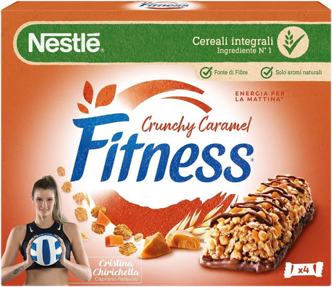 Italian Gourmet Müsliriegel 8x Nestlé Fitness Crunchy Caramel Müsliriegel Vollkornriegel mit Schokolade und Knuspriges Karamell ( 4 x 23,5g ) 94g 5900020024923