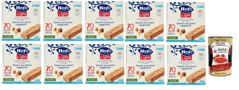 Italian Gourmet Müsliriegel Hero Light Barrette alla nocciola, Snack Riegel, Müsliriegel, Haselnussriegel Ohne Zuckerzusatz, nur 70 kcal pro Riegel, 10x 120gr + Italian Gourmet polpa 400g 8032804040014