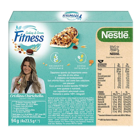 Italian Gourmet Müsliriegel Nestlé Fitness Cookies & Cream Müsliriegel mit Kakaokeksstückchen und weißen Schokoladenstückchen (4 x 23,5 g) 8 x 94 g 5900020024121