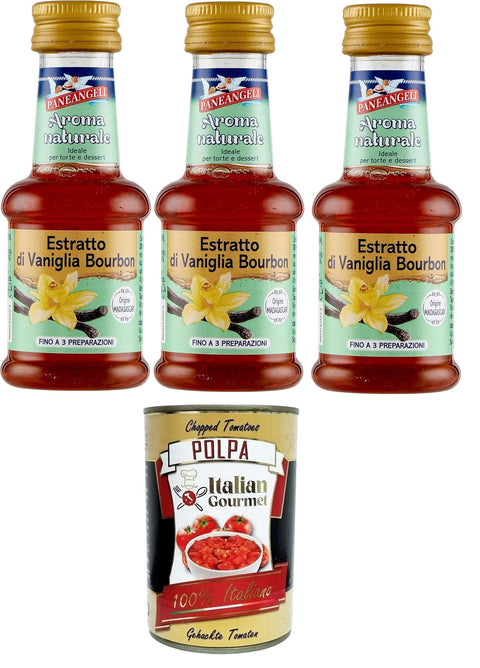 Paneangeli 100 % natürlicher Bourbon-Vanille-Extrakt natürliches Lebensmittelaroma ideal für Kuchen und Desserts alkoholfrei frei von Konservierungsstoffen 3x35
