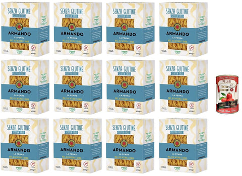 Italian Gourmet Nudelgerichte 12x Armando, La Penna, glutenfreie Mehrkornnudeln mit Mais, braunem Reis und Quinoa 400gr+ Italian Gourmet pelati 400gr 8005709209527