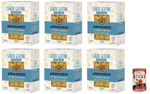 Italian Gourmet Nudelgerichte 6x Armando, Il Tubetto Rigato, glutenfreie Mehrkornnudeln mit Mais, braunem Reis und Quinoa 400gr+ Italian Gourmet pelati 400gr 8005709209565