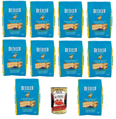 Italian Gourmet Nudelgerichte De Cecco Candele Spezzate N°137, 100% Italienisch Pasta Nudeln 10x 500g + Italian Gourmet Polpa 400g 8001250002266