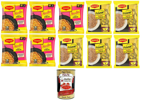 Italian Gourmet Nudelgerichte Testpaket Maggi Instant-Nudeln-5x Curry 71gr 5x Hühnergeschmack 71gr + Italian Gourmet polpa 400g 8445290436030