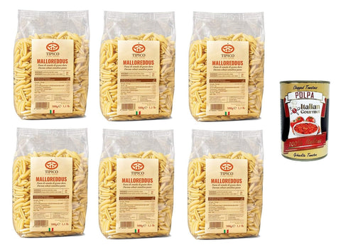 Italian Gourmet Nudelgerichte Tipico di Sardegna- Malloreddus Nudeln aus Hartweizengrieß – 6x 500 gr+ Italian Gourmet Polpa di Pomodoro 400g 8000491000437