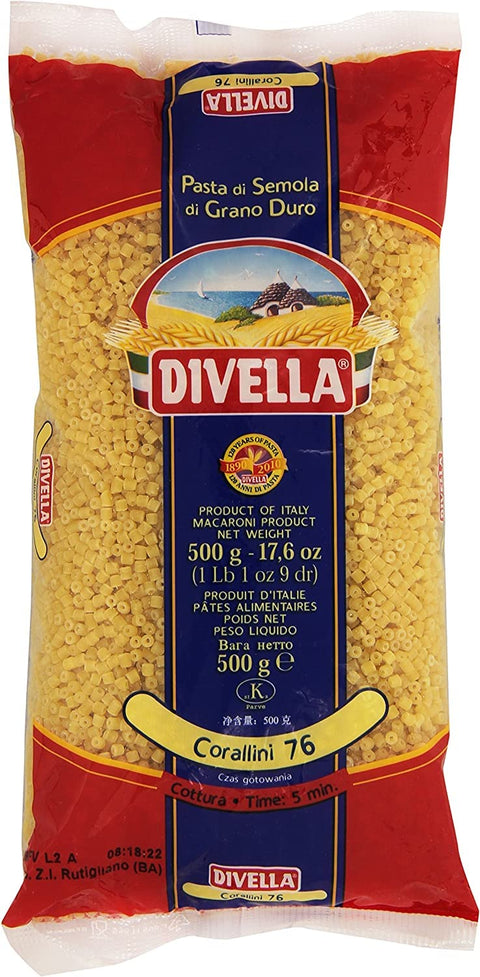 Italian Gourmet Nudeln & Pasta 10x Divella Corallini N. 76 Hartweizengrieß Pasta Italienische Nudeln 500g Packung + Italian Gourmet Polpa di Pomodoro 400g Dose 8005121000764