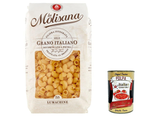 Italian Gourmet Nudeln & Pasta 10x La Molisana Lumachine N. 53 Pasta Lenta Lavorazione Teigwaren aus Hartweizengrieß Bronze-Zeichnung 500g + Italian Gourmet Polpa 400g 8004690055410