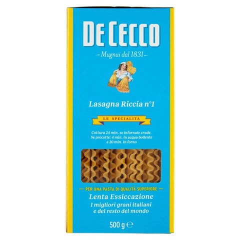 Italian Gourmet Nudeln & Pasta 10x Pasta De Cecco 100% Italienisch Lasagna larga Doppia riccia n 1 Nudeln 500g + Italian Gourmet polpa 400g 8001250110015