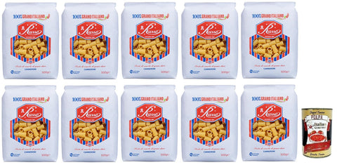 Italian Gourmet Nudeln & Pasta 10x Russo Canneroni N°107 Hartweizengrieß Pasta,100% Italienischer Weizen,500g-Packung + Italian Gourmet Polpa di Pomodoro 400g Dose 8000139922527