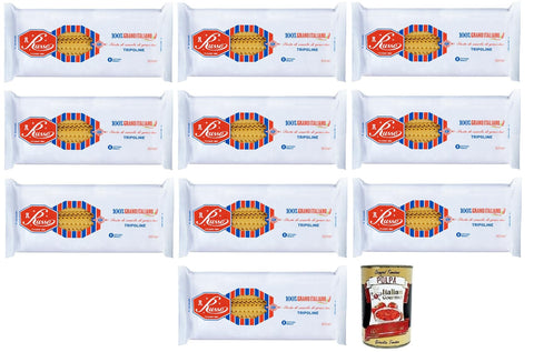 Italian Gourmet Nudeln & Pasta 10x Russo Tripoline N°82 Hartweizengrieß Pasta,100% Italienischer Weizen,500g-Packung + Italian Gourmet Polpa di Pomodoro 400g Dose 8000139923487
