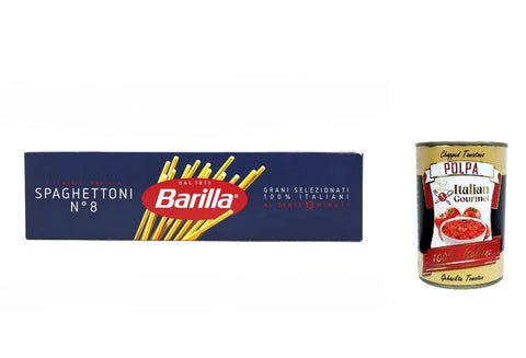 Italian Gourmet Nudeln & Pasta 10x Spaghettoni n° 8, Pasta 100% italienisch Nudeln aus Hartweizengrieß 500g Packung + Italian Gourmet Polpa di Pomodoro 400g Dose 8076800195088